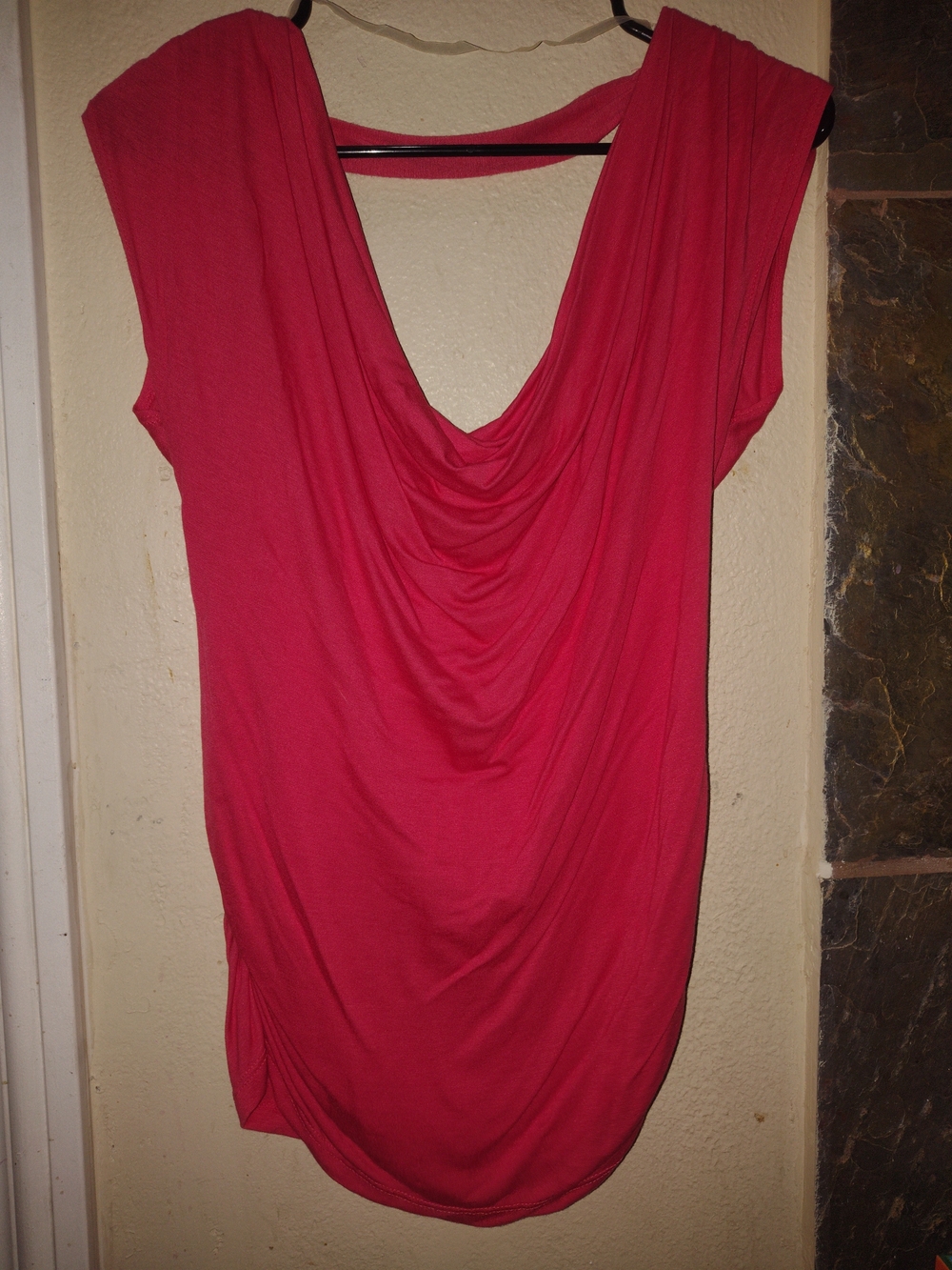 Draped V-Neck Women’s Top in Deep Pink